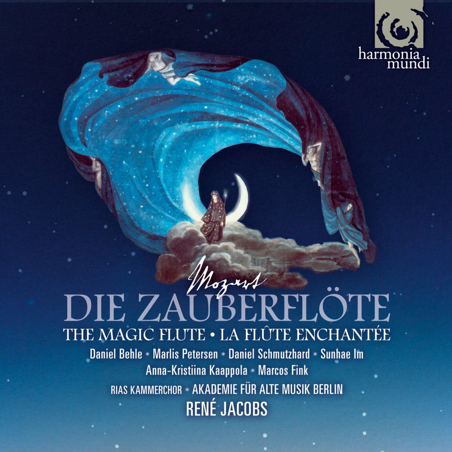 Daniel Behle (Tamino), Marlis Petersen (Pamina), Daniel Schmutzhard (Papageno), Sunhae Im (Papagena), Anna-Kristiina Kaappola (Königin der Nacht), Marcos Fink (Sarastro), Kurt Azesberger (Monostatos)Akademie für Alte Musik Berlin, René Jacobs
